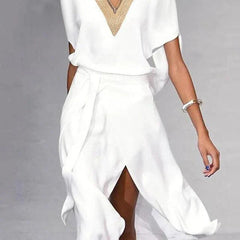 Women's Elegant Midi Dress | Draped Sleeve Formal Cocktail Dress for Special Occasions 1