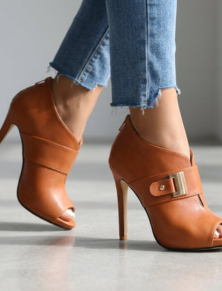 Women's Elegant Open Toe Stiletto Heels | Chic Gold Buckle Summer Footwear 5