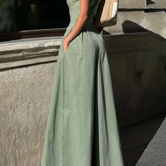 Women's Elegant Polyester Maxi Dress | Structured Fitted Bodice with Full Skirt 1