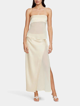 Women's Elegant Polyester Skirt Set | Chic Strapless Top and Asymmetrical Midi Skirt 0