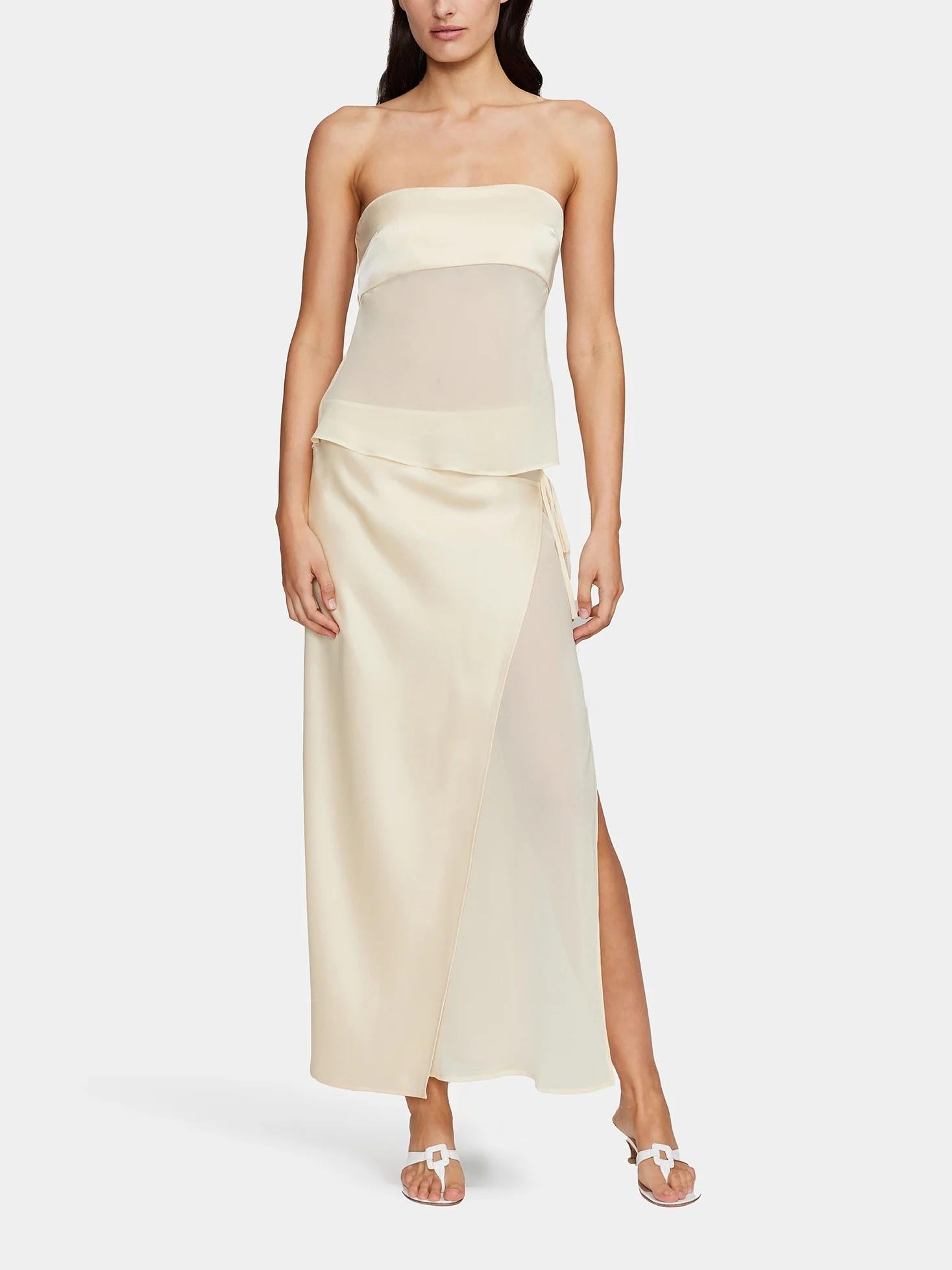 Women's Elegant Polyester Skirt Set | Chic Strapless Top and Asymmetrical Midi Skirt 0