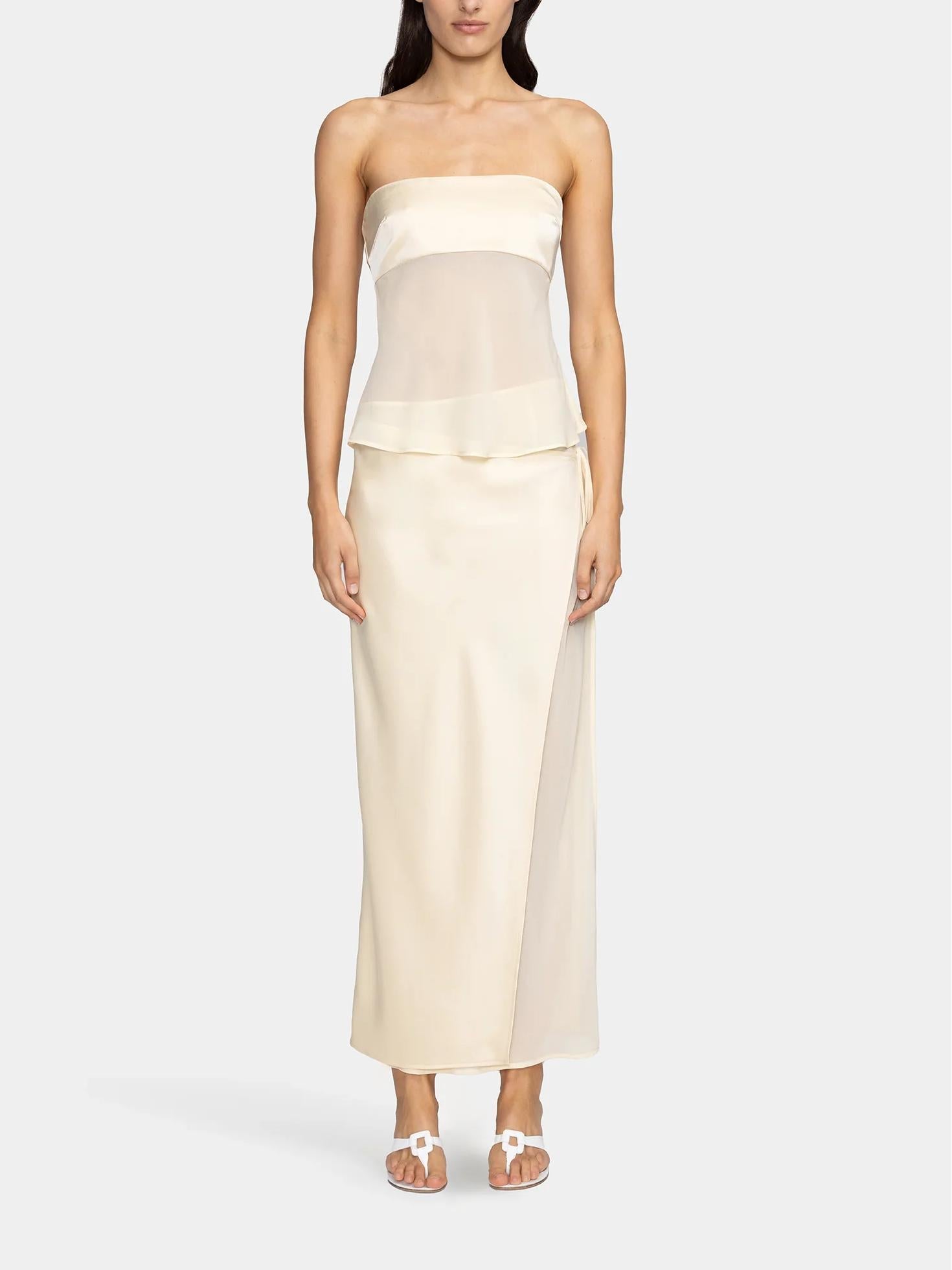 Women's Elegant Polyester Skirt Set | Chic Strapless Top and Asymmetrical Midi Skirt 4