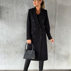 Women's Elegant Polyester Trench Coat | Classic Long-Line Winter Outerwear 7