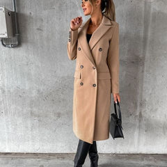 Women's Elegant Polyester Trench Coat | Classic Long-Line Winter Outerwear 8