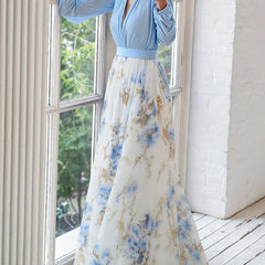 Women's Elegant Printed Maxi Dress | Flattering Gathered Bodice Summer Evening Wear 1