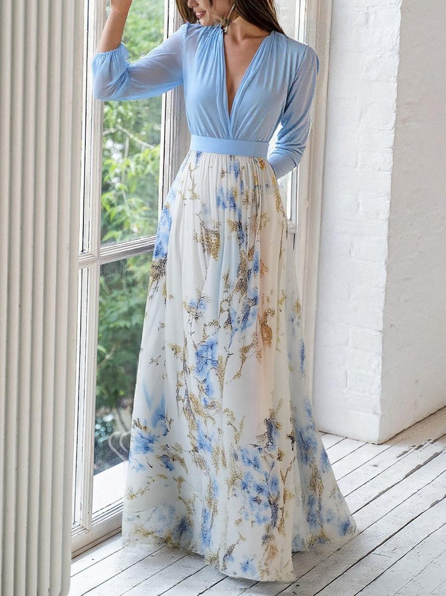 Women's Elegant Printed Maxi Dress | Flattering Gathered Bodice Summer Evening Wear 2