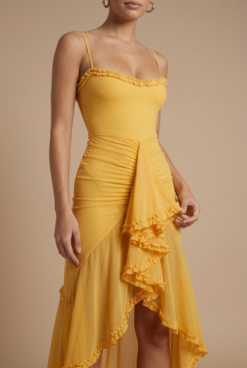 Women's Elegant Ruched Maxi Dress | Sweetheart Neckline with Ruffle Details for Summer Formal Events 1