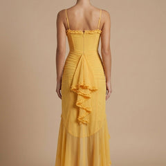 Women's Elegant Ruched Maxi Dress | Sweetheart Neckline with Ruffle Details for Summer Formal Events 2