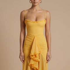 Women's Elegant Ruched Maxi Dress | Sweetheart Neckline with Ruffle Details for Summer Formal Events 3