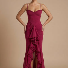 Women's Elegant Ruched Maxi Dress | Sweetheart Neckline with Ruffle Details for Summer Formal Events 5