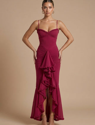 Women's Elegant Ruched Maxi Dress | Sweetheart Neckline with Ruffle Details for Summer Formal Events 5