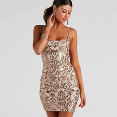 Women's Elegant Sequin Mini Dress | Off-Shoulder Glamorous Cocktail Party Wear 2