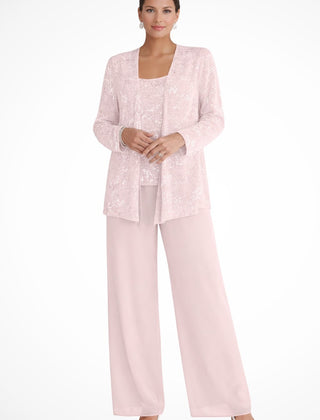 Women's Elegant Sequined Three-Piece Pants Suit | Chic Wide Leg Outfit 10