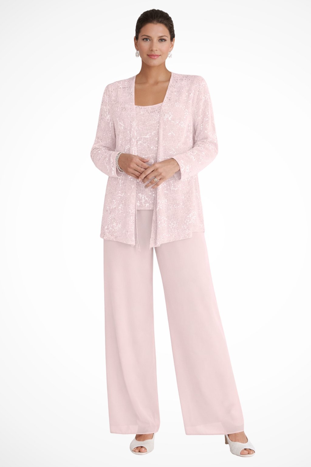 Women's Elegant Sequined Three-Piece Pants Suit | Chic Wide Leg Outfit 10
