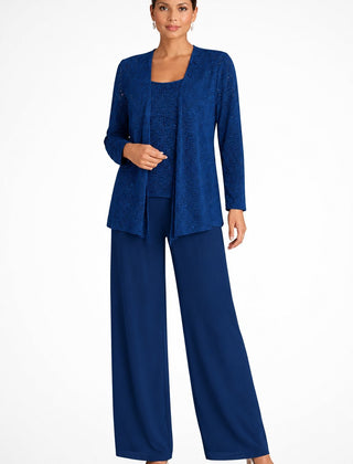 Women's Elegant Sequined Three-Piece Pants Suit | Chic Wide Leg Outfit 6
