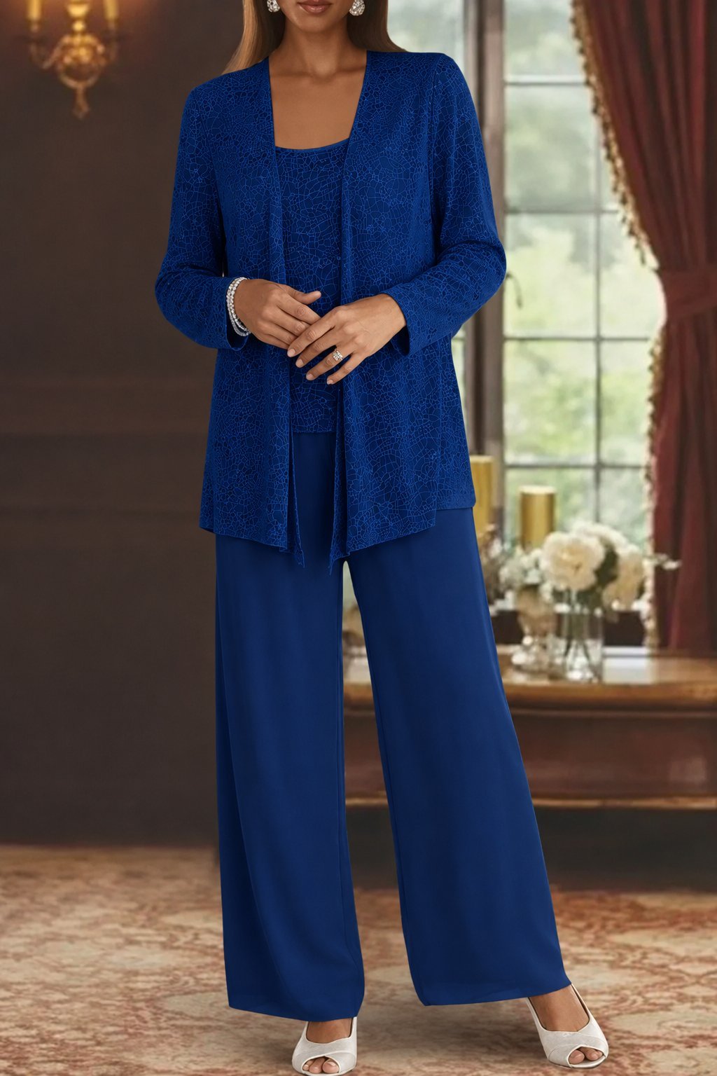 Women's Elegant Sequined Three-Piece Pants Suit | Chic Wide Leg Outfit 7