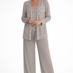 Women's Elegant Sequined Three-Piece Pants Suit | Chic Wide Leg Outfit 8