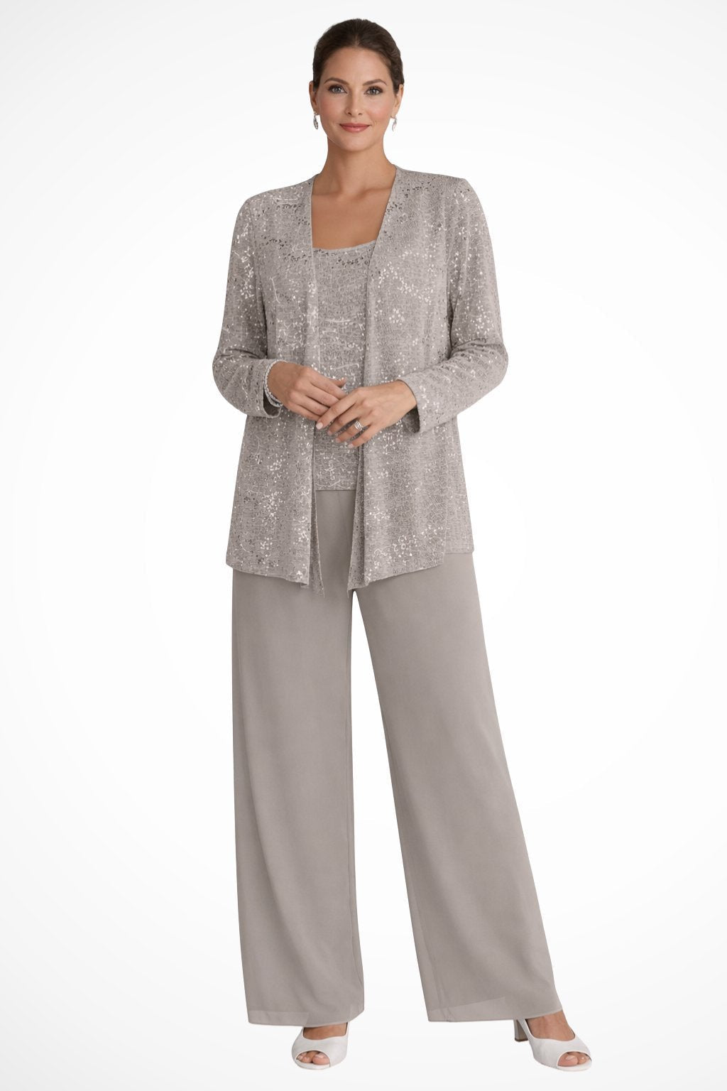 Women's Elegant Sequined Three-Piece Pants Suit | Chic Wide Leg Outfit 8