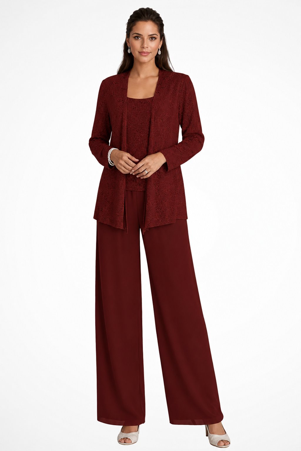 Women's Elegant Sequined Three-Piece Pants Suit | Chic Wide Leg Outfit 9