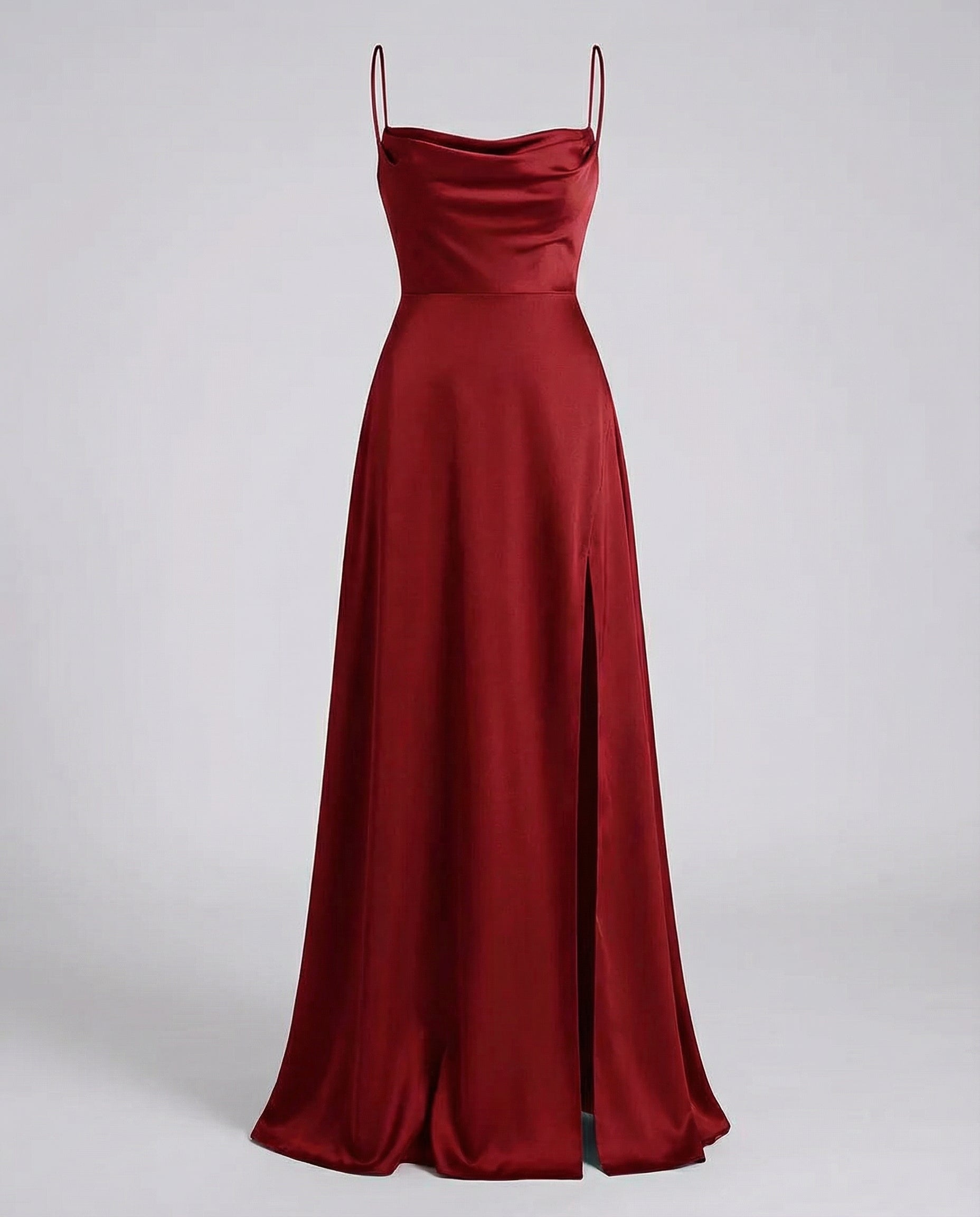 Women's Elegant Silk Maxi Dress | Draped Neckline with Modern Leg Slit 3