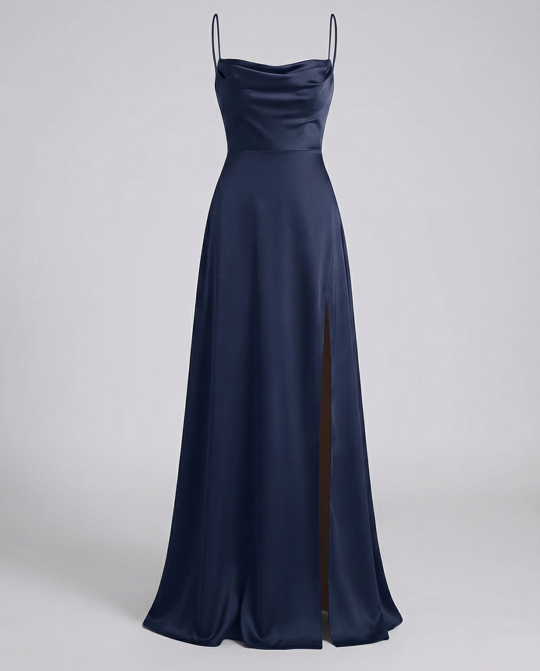 Women's Elegant Silk Maxi Dress | Draped Neckline with Modern Leg Slit 4