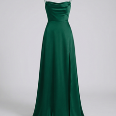 Women's Elegant Silk Maxi Dress | Draped Neckline with Modern Leg Slit 5