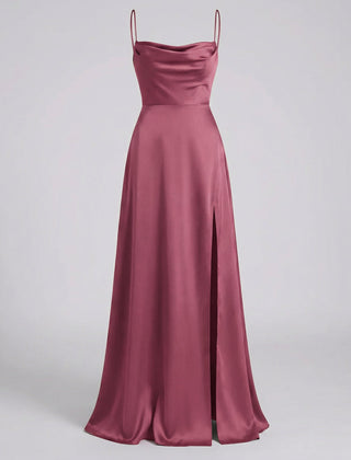 Women's Elegant Silk Maxi Dress | Draped Neckline with Modern Leg Slit 6