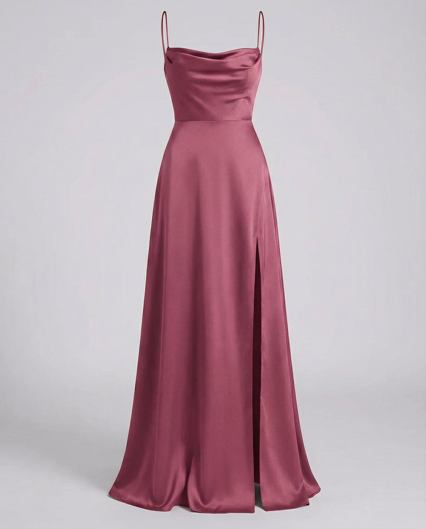 Women's Elegant Silk Maxi Dress | Draped Neckline with Modern Leg Slit 6