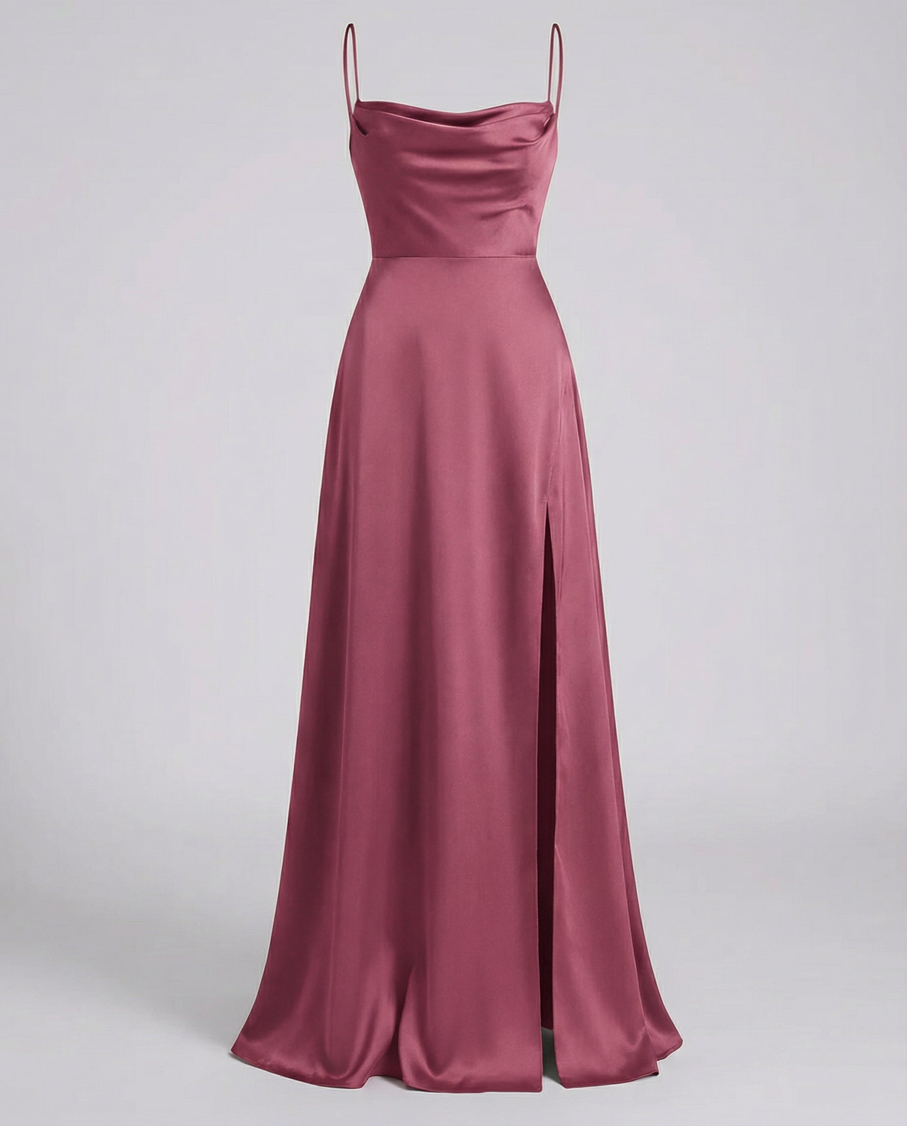 Women's Elegant Silk Maxi Dress | Draped Neckline with Modern Leg Slit 6