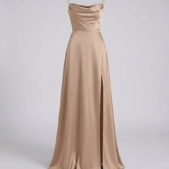 Women's Elegant Silk Maxi Dress | Draped Neckline with Modern Leg Slit 7