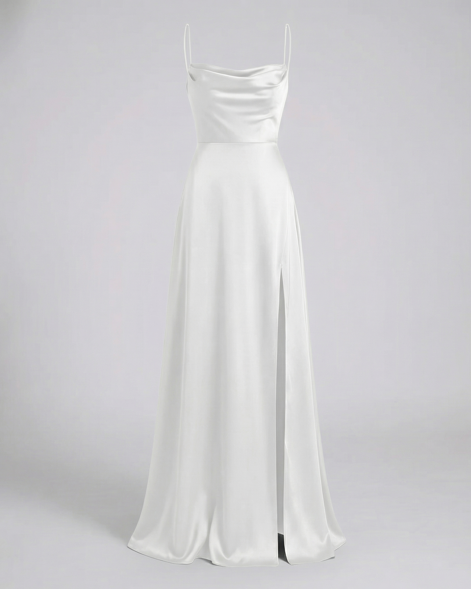 Women's Elegant Silk Maxi Dress | Draped Neckline with Modern Leg Slit 8