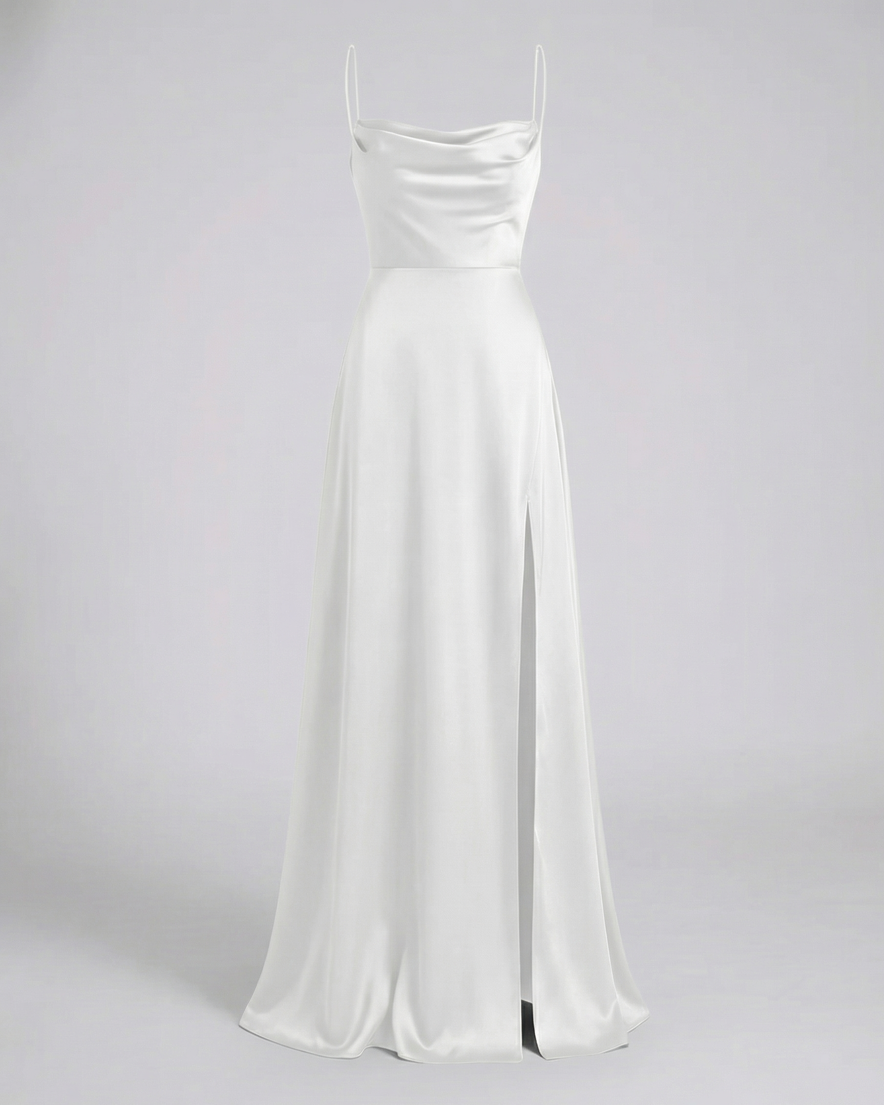 Women's Elegant Silk Maxi Dress | Draped Neckline with Modern Leg Slit 8