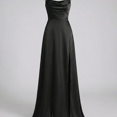 Women's Elegant Silk Maxi Dress | Draped Neckline with Modern Leg Slit 9