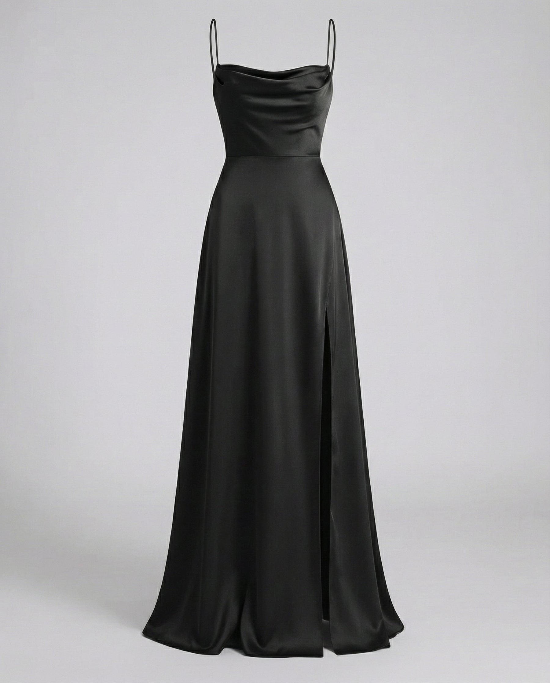 Women's Elegant Silk Maxi Dress | Draped Neckline with Modern Leg Slit 9