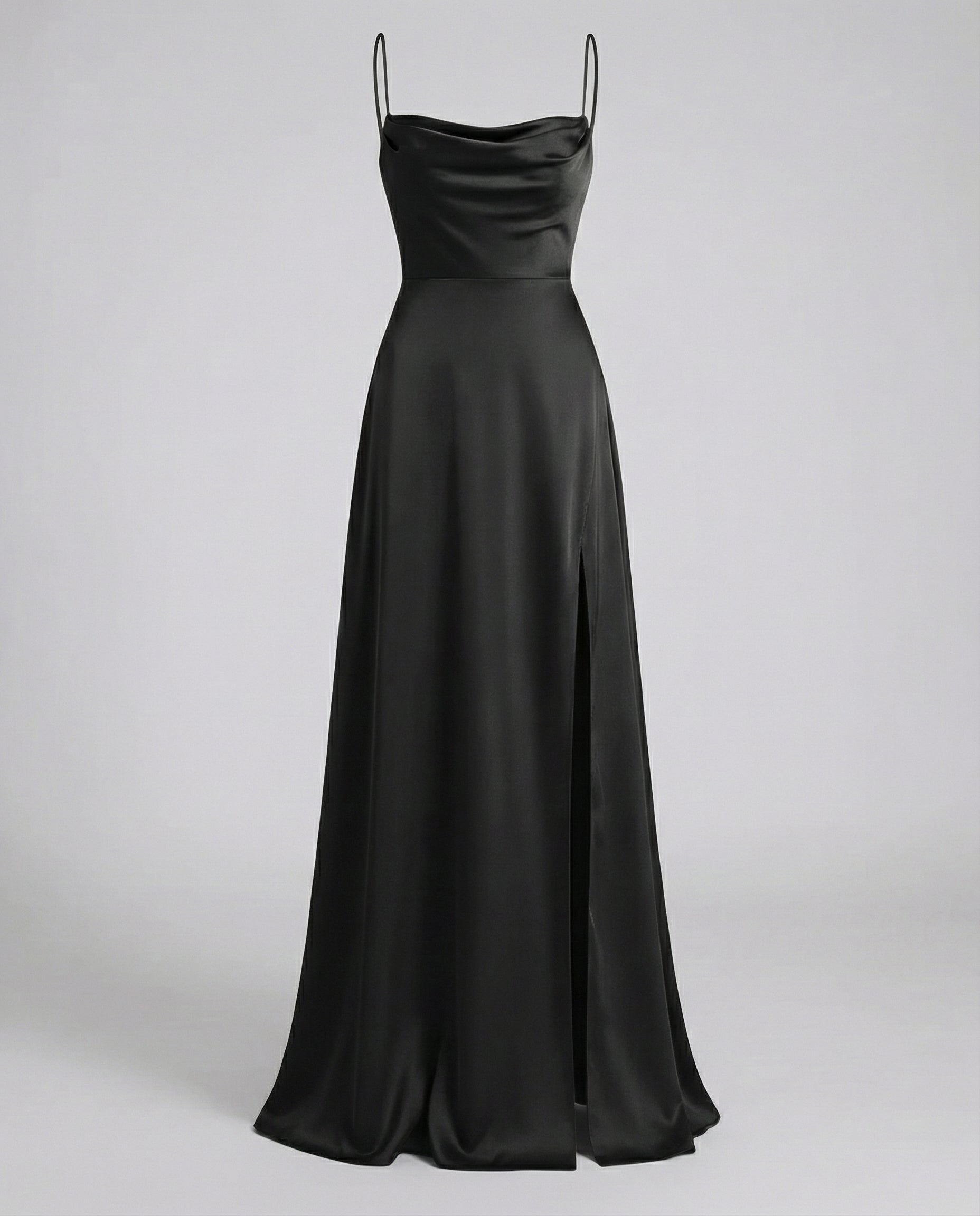 Women's Elegant Silk Maxi Dress | Draped Neckline with Modern Leg Slit 9