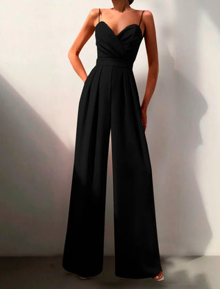 Women's Elegant Spaghetti Strap Jumpsuit | Sweetheart Neck Wide Leg Design for Formal Occasions 0