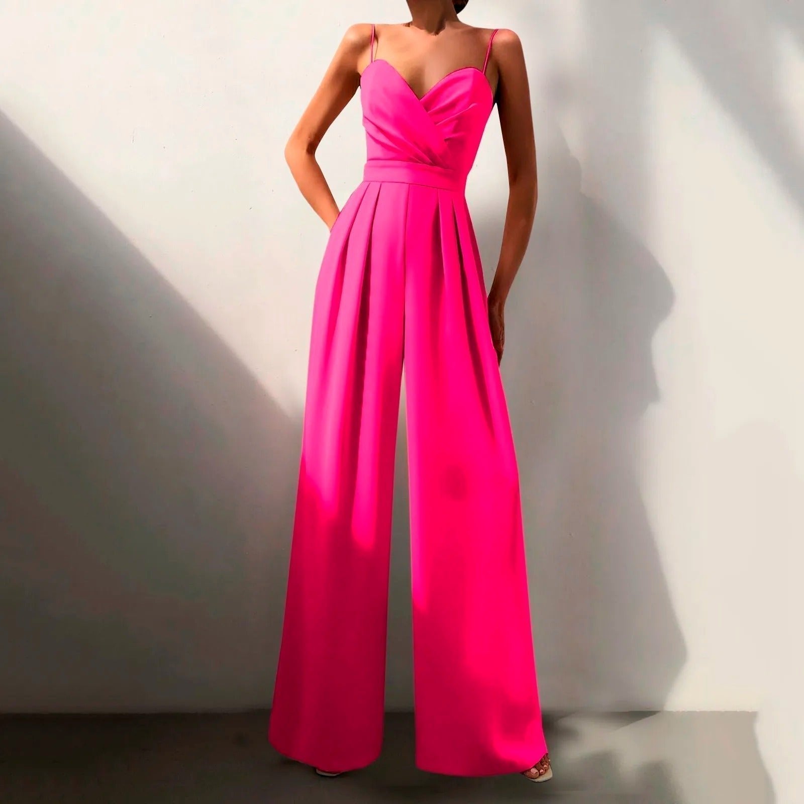 Women's Elegant Spaghetti Strap Jumpsuit | Sweetheart Neck Wide Leg Design for Formal Occasions 1