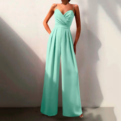 Women's Elegant Spaghetti Strap Jumpsuit | Sweetheart Neck Wide Leg Design for Formal Occasions 2