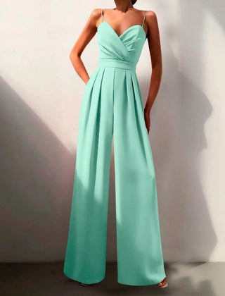 Women's Elegant Spaghetti Strap Jumpsuit | Sweetheart Neck Wide Leg Design for Formal Occasions 2