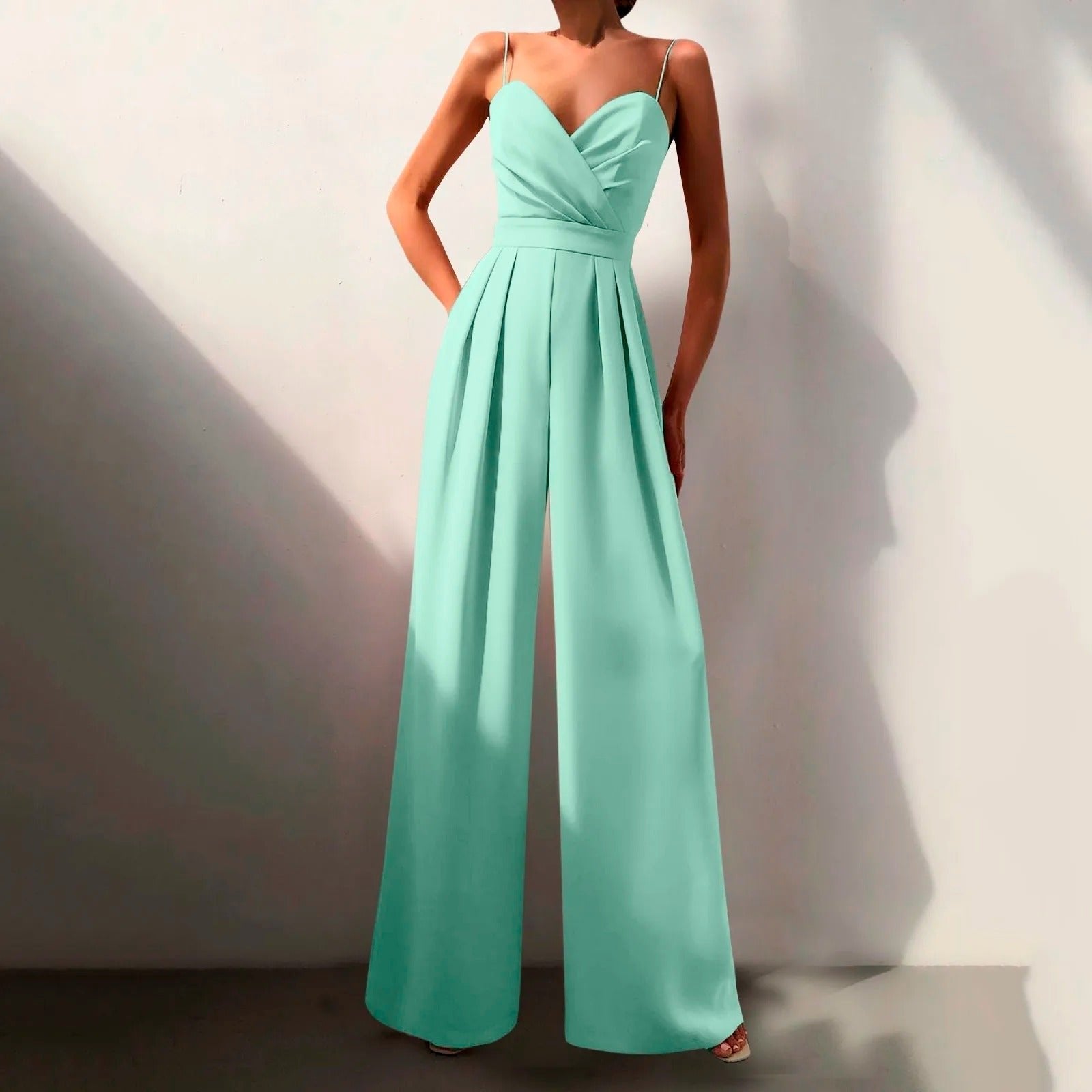 Women's Elegant Spaghetti Strap Jumpsuit | Sweetheart Neck Wide Leg Design for Formal Occasions 2