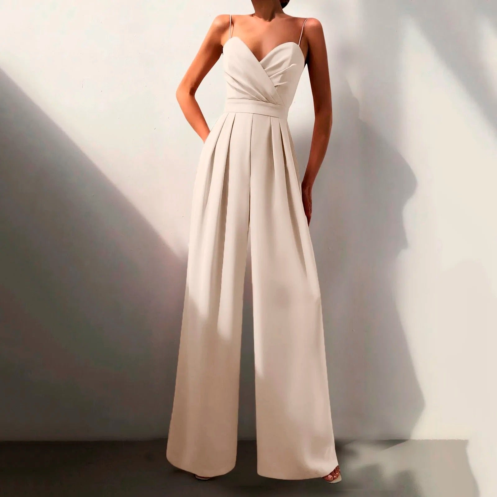 Women's Elegant Spaghetti Strap Jumpsuit | Sweetheart Neck Wide Leg Design for Formal Occasions 4