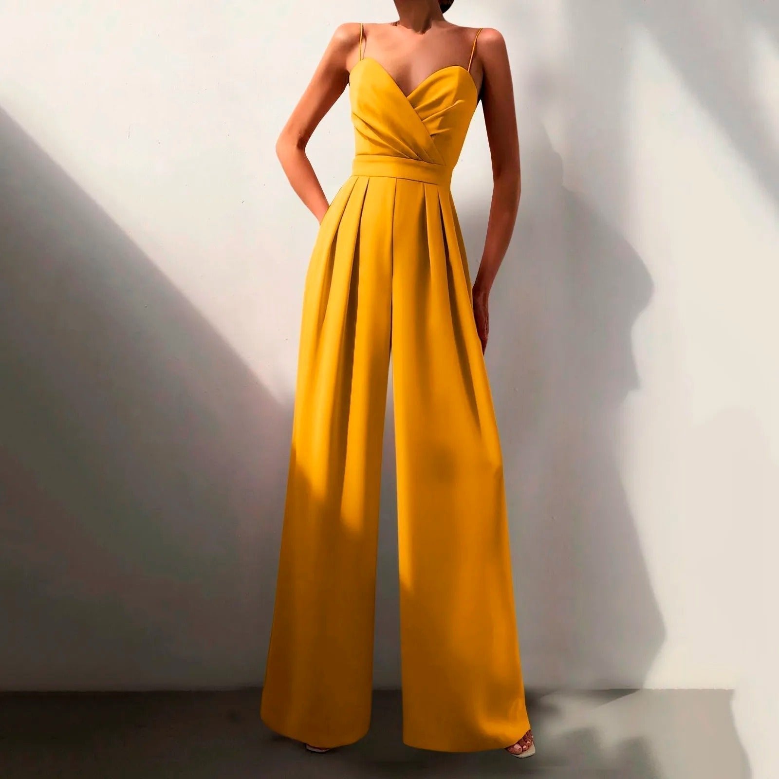 Women's Elegant Spaghetti Strap Jumpsuit | Sweetheart Neck Wide Leg Design for Formal Occasions 5