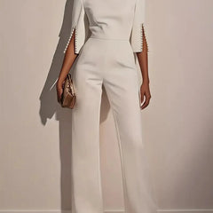 Women's Elegant Tailored Jumpsuit | Sophisticated Wide Leg Evening Outfit 0