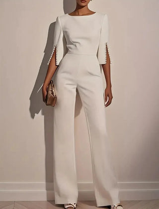Women's Elegant Tailored Jumpsuit | Sophisticated Wide Leg Evening Outfit 0