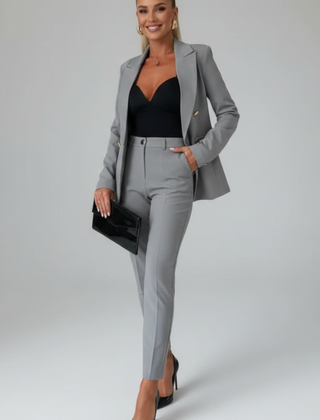 Women's Elegant Tailored Suit | Classic White Pant Suit for Women 11