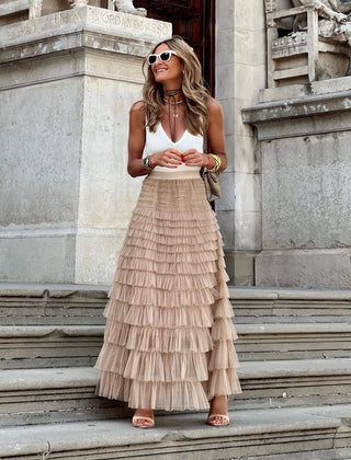 Women's Elegant Tulle Maxi Skirt | Flattering High-Waist Black Skirt for All Occasions 0