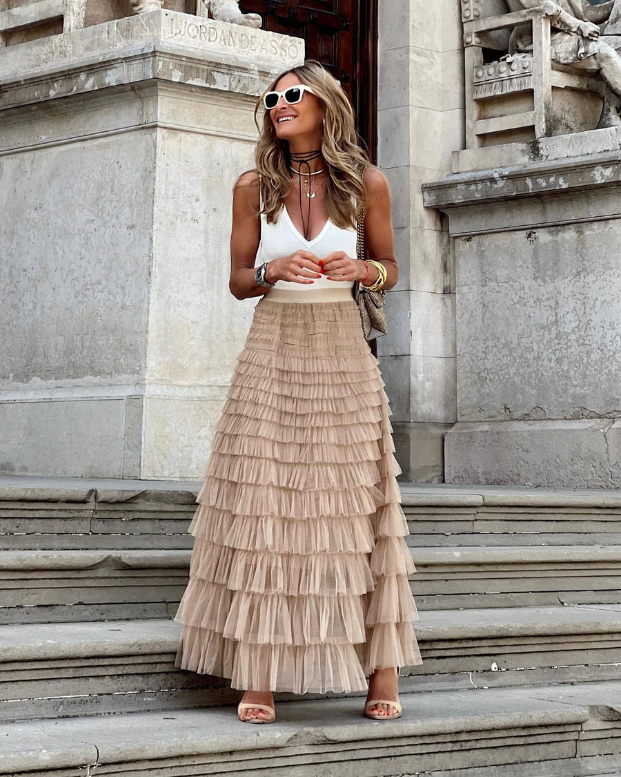 Women's Elegant Tulle Maxi Skirt | Flattering High-Waist Black Skirt for All Occasions 0