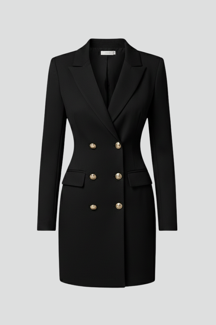 Women's Elegant V-Neck Blazer Dress | Chic Double-Breasted Formal Dresses 1
