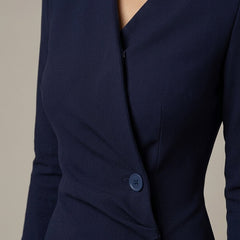 Women's Elegant V-Neck Blazer Dress | Tailored Asymmetric Hem Formal Dress 1