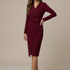 Women's Elegant V-Neck Blazer Dress | Tailored Asymmetric Hem Formal Dress 3